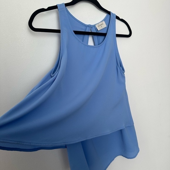 Everly Top Blouse Blue Sleeveless Summer Festival Flowy Top minimalist Spring - Picture 11 of 14